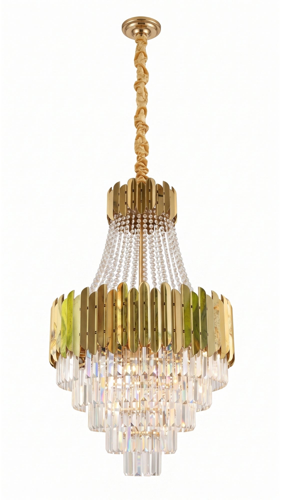 Lustre Pendente De Cristal Legítimo Imperial Dourado
