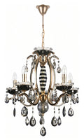 Lustre Candelabro de Cristal Legítimo Tudor 5 Braços Preto e Dourado