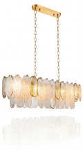 Lustre Murano Horizontal Petals Gold 100cm Cristal K9 Dourado Luxo Sala Jantar