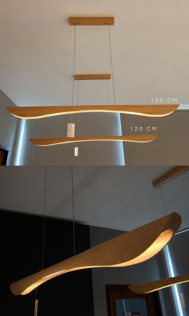 Lustre Pendente Linear Madeira 120cm LED 3000K Bivolt Albero Pienza