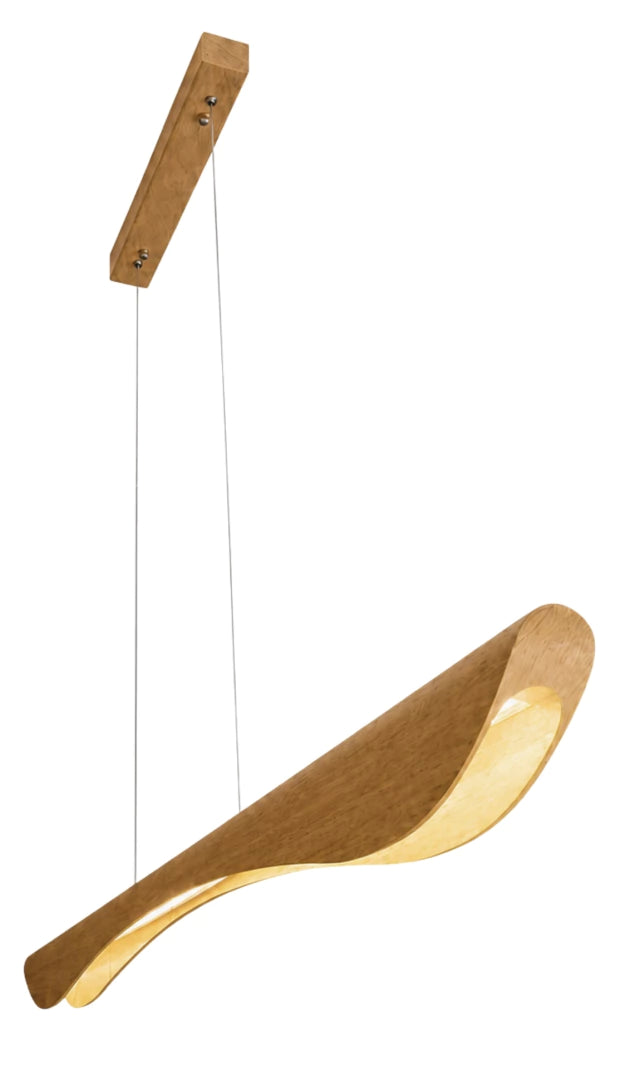 Lustre Pendente Linear Madeira 120cm LED 3000K Bivolt Albero Pienza