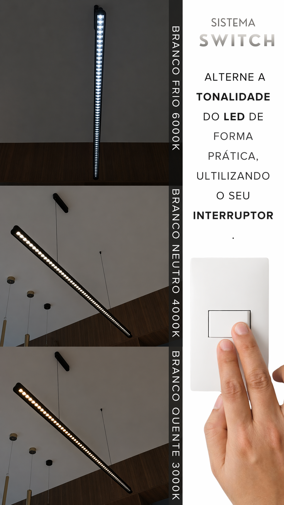 Pendente Linear Pienza Horizzontale II Retangular 166cm Led Integrado Nitrolux