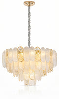 Lustre Murano Grand Petals Gold 80cm Cristal K9 Dourado Inox Luxo E14 Sala Jantar