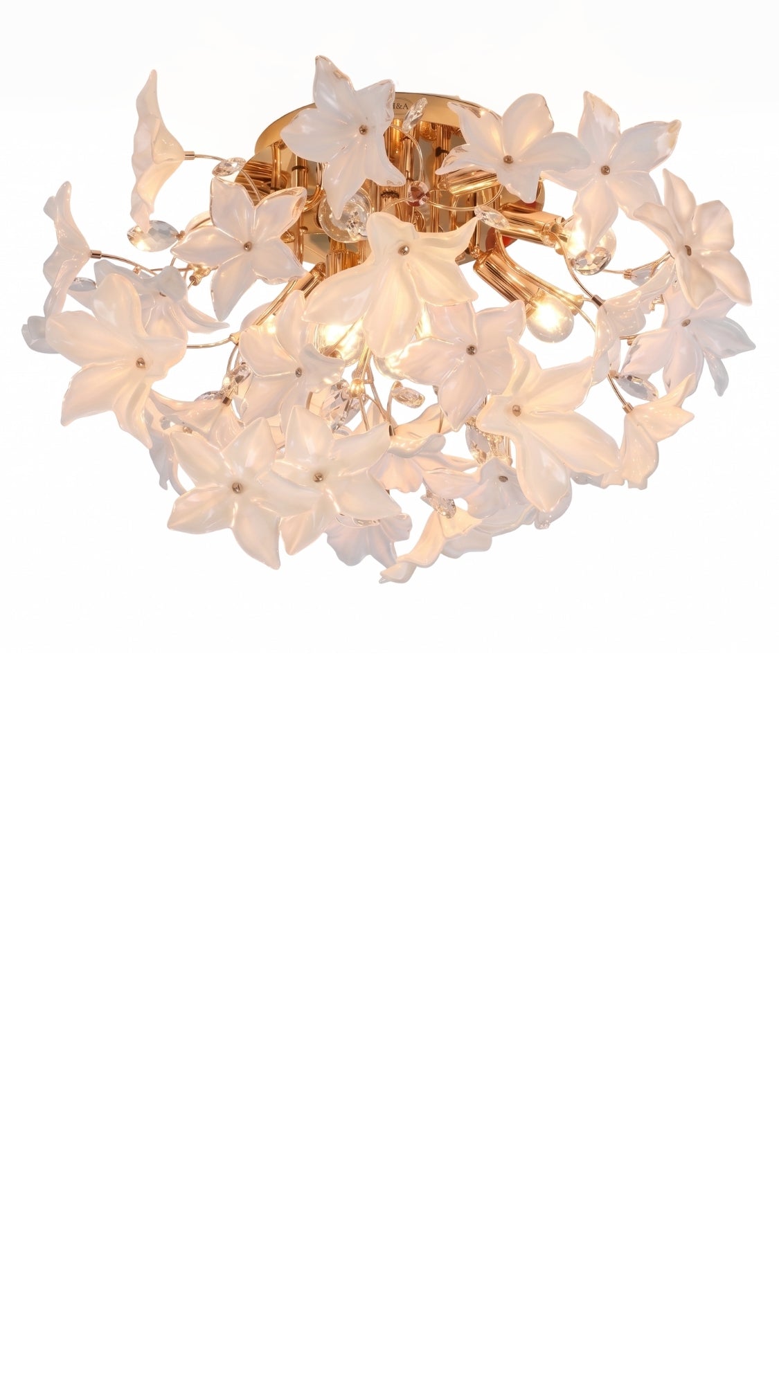 Plafon Floral Dourado Design Orgânico Bivolt